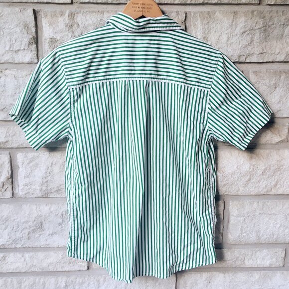 Green & White Stripe Short-Sleeve Button Down - Picture 3 of 5